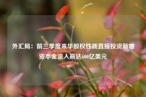 外汇局：前三季度来华股权性质直接投资新增资本金流入高达600亿美元