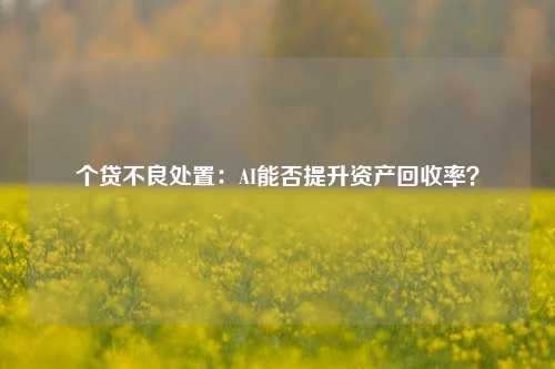 个贷不良处置：AI能否提升资产回收率？