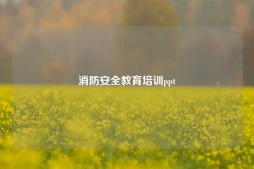 消防安全教育培训ppt