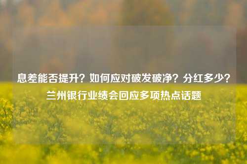 息差能否提升？如何应对破发破净？分红多少？兰州银行业绩会回应多项热点话题