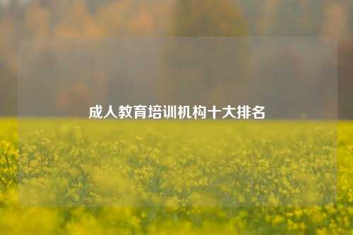 成人教育培训机构十大排名