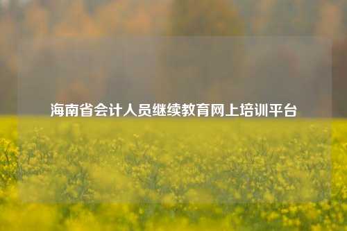 海南省会计人员继续教育网上培训平台