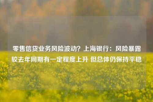 零售信贷业务风险波动？上海银行：风险暴露较去年同期有一定程度上升 但总体仍保持平稳