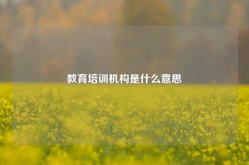 教育培训机构是什么意思