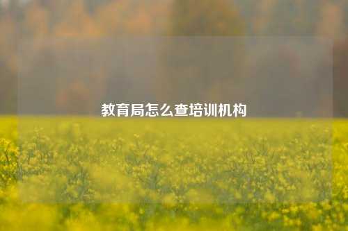 教育局怎么查培训机构