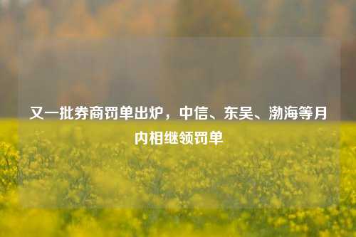 又一批券商罚单出炉，中信、东吴、渤海等月内相继领罚单