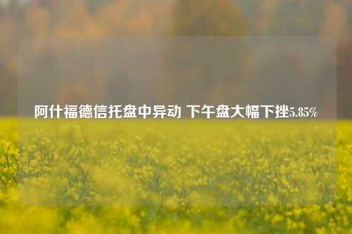 阿什福德信托盘中异动 下午盘大幅下挫5.85%